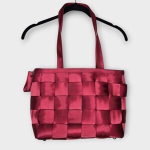 Harveys Seatbelt Bag Red Checkered Tote Zip Top Medium Vegan Shoulder Bag